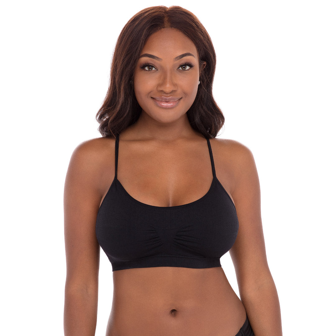 3 Pack Racerback Black Sports Bras, Removable Padded Seamless Activewear  Fitness Bra - L 