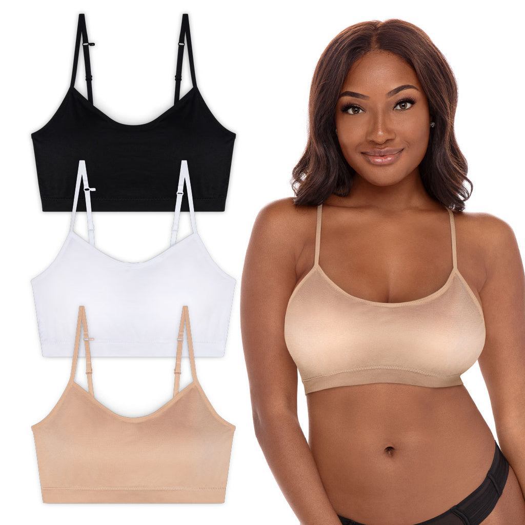 CASOMS Seamless Wireless Sports Bra for Women Comfort Sleep Bra with  Removable Pads, 3 Pack(black/White/Nude）, Medium : : Clothing,  Shoes & Accessories