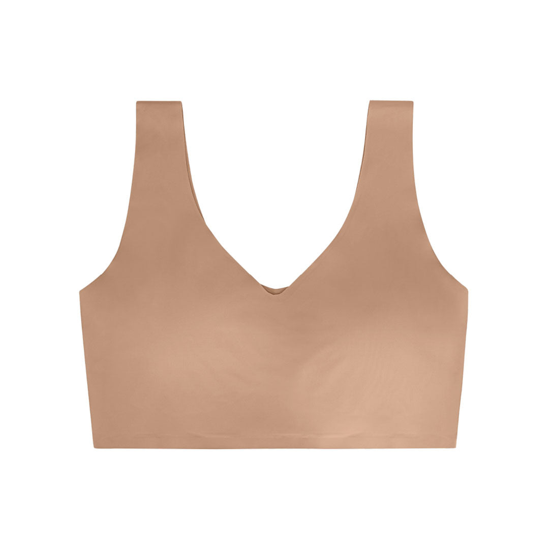 Wireless Sports Bras with Removable Pads and Extra Back Support - 2 Pack in Black and Beige by René Rofé