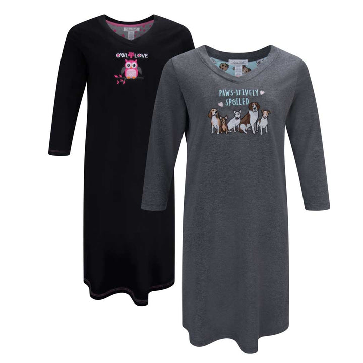 René Rofé Womens 3 4 Sleeve Cotton Nightshirt