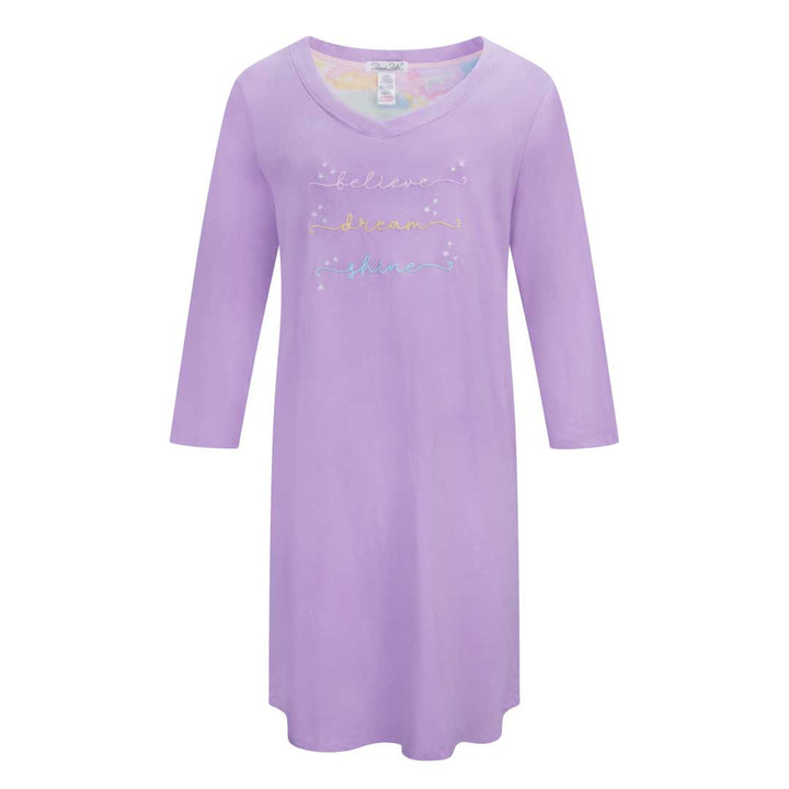 Purple nightshirt as a part of the René Rofé Women's 3/4 Sleeve Cotton Nightshirt set