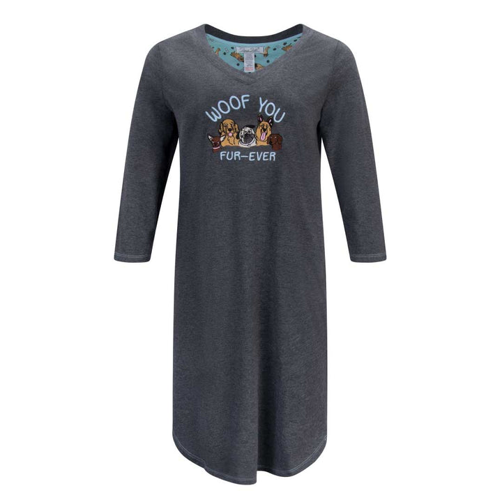 Dogs nightshirt as a part of the René Rofé Women's 3/4 Sleeve Cotton Nightshirt set