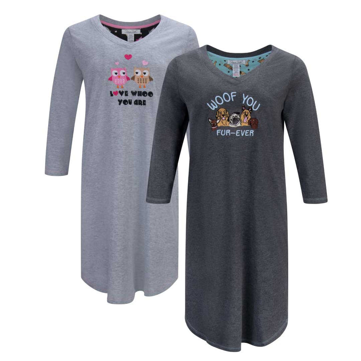 René Rofé Womens 3 4 Sleeve Cotton Nightshirt