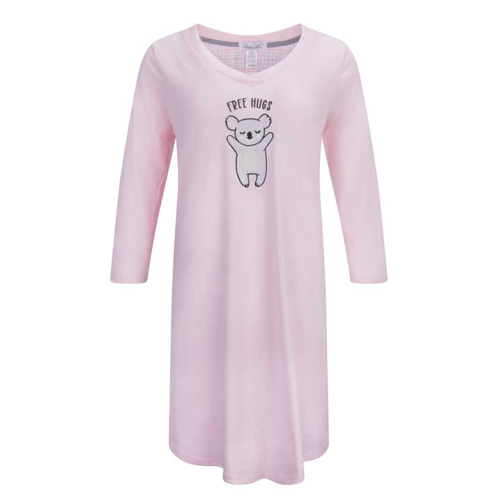 Light Pink nightshirt as a part of the René Rofé Women's 3/4 Sleeve Cotton Nightshirt set