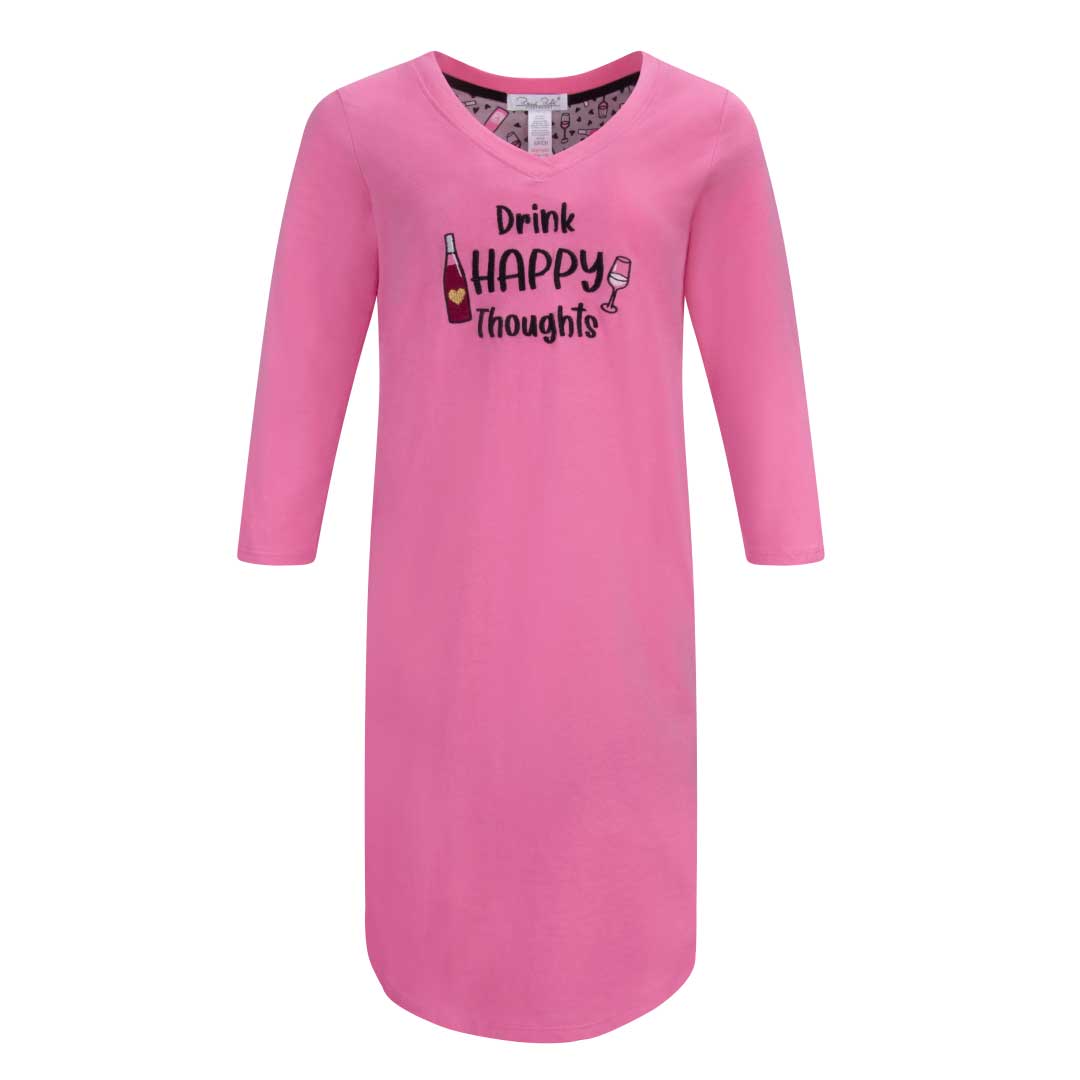 René Rofé Womens 3 4 Sleeve Cotton Nightshirt