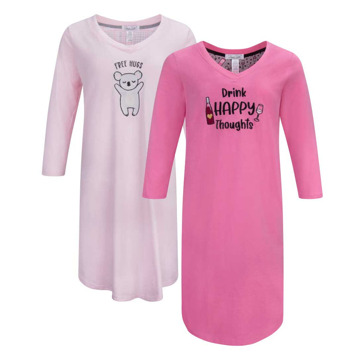René Rofé Womens 3 4 Sleeve Cotton Nightshirt