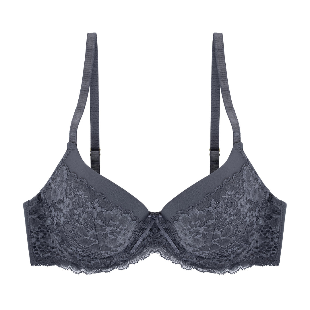 Victorias Secret Pink Dark Grey And Black Strap Pushup Bra 32c