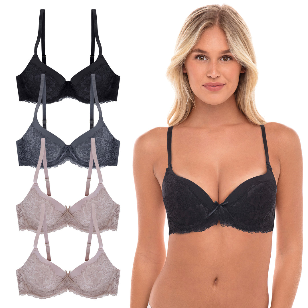 4 Pack Lace Push Up Bras – René Rofé