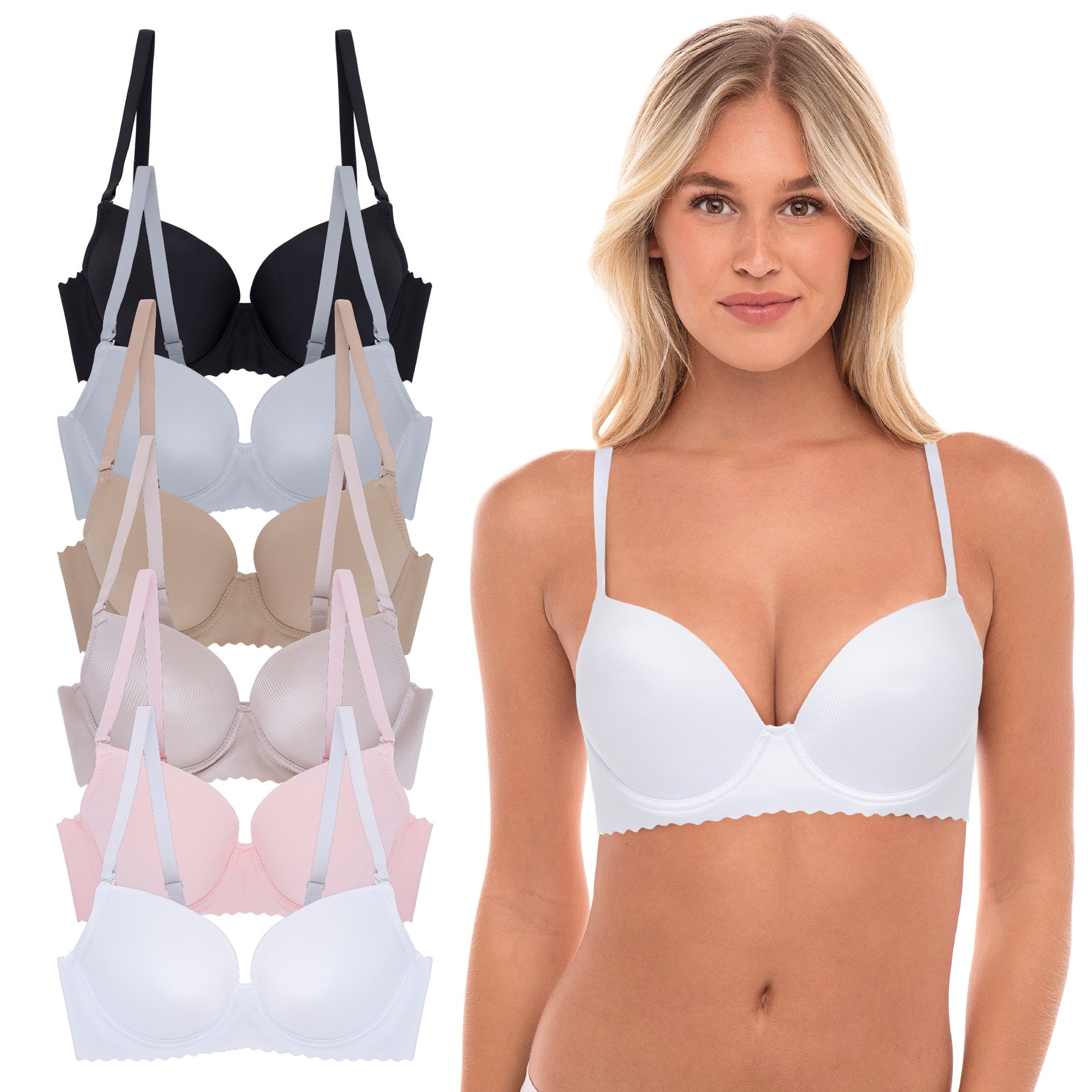 6 Pack Light Push Up Balconette Bras – René Rofé